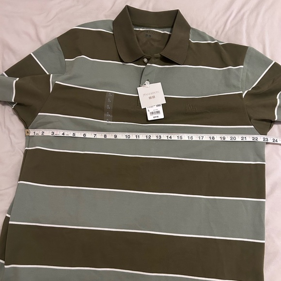 JW ANDERSON Olive and Sage Striped Polo Shirt - Picture 6 of 6